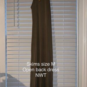 SKIMS Backless Dress in Deep Olive